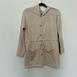 MARBLE Beige Hooded Cardigan Sweater